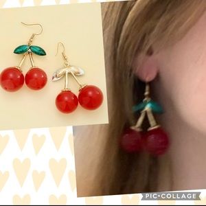 2/$20 🍒 rhinestone red cherry drop earrings